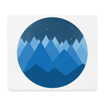 Verschneite Berge Minimalistischer Nachtstil - Mousepad (Querformat) - Weiß - Vorne