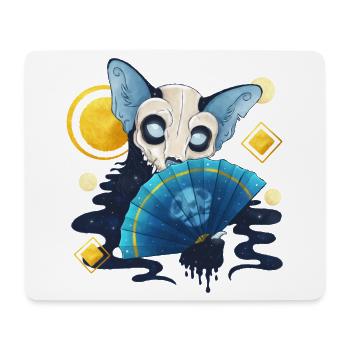 Blue Ink Spirituosen - Ghost Cat Dia de Los Muertos - Mousepad (Querformat) - Weiß - Vorne