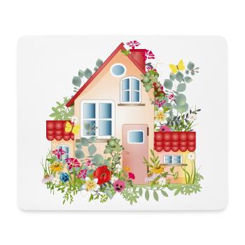 villa colorée avec jardin luxuriant - Une maison de rêve - Tapis de souris (format paysage) - blanc - Devant