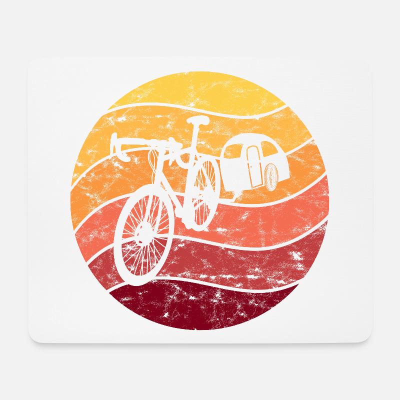 Fahrradcamping Fahrrad Camping Vintage Retro - Mousepad (Querformat) - Weiß