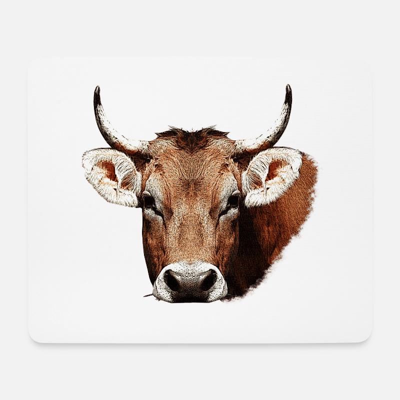süße tierdesigns mädchen, kuh beige, rustikal - Mousepad (Querformat) - Weiß