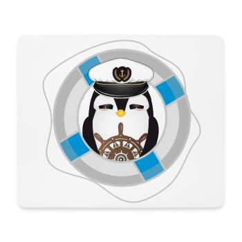 niedlicher Pinguin als Kapitän im Marine Look - Mousepad (Querformat) - Weiß - Vorne