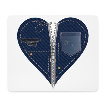 dark heart in jeans look with zipper - Mouse Pad (horizontal) - white - Front