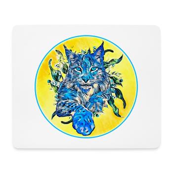 Chat lynx en liberté un chat sauvage - Tapis de souris (format paysage) - blanc - Devant