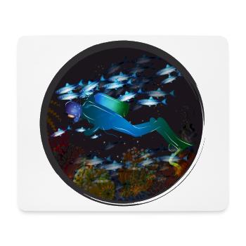 A diver and the mysterious underwater world - Mouse Pad (horizontal) - white - Front