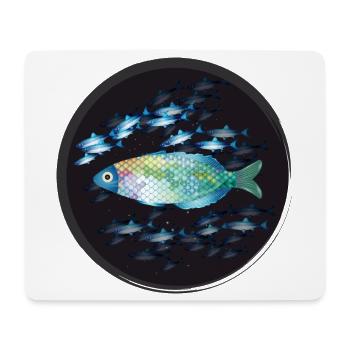 colourful fish in the middle of a school of fish - Mouse Pad (horizontal) - white - Front
