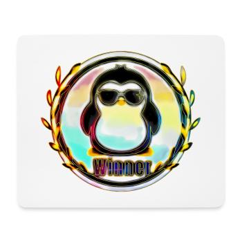 Badge pingouin gagnant - Tapis de souris (format paysage) - blanc - Devant