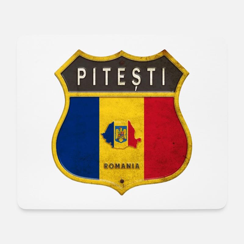 Pitești Rumänien Wappen Design - Mousepad (Querformat) - Weiß