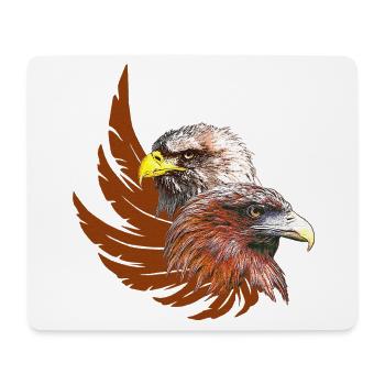 adlerdesign frau, zwei adlerköpfe, adlerflügel - Mousepad (Querformat) - Weiß - Vorne