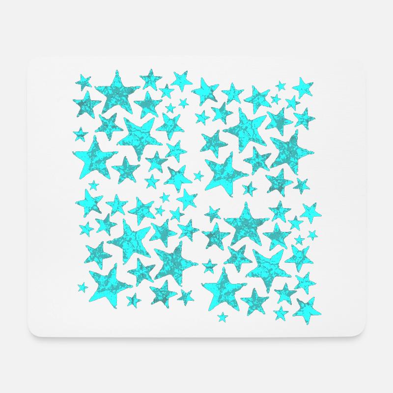 Leuchtende blaue Sternenmuster auf Schwarz - Mousepad (Querformat) - Weiß