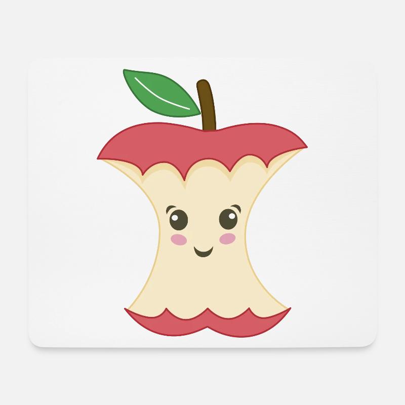 Trognon de Pomme Kawaii - Tapis de souris (format paysage) - blanc