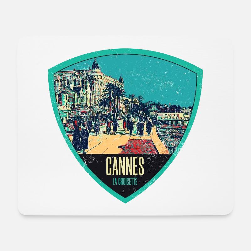 Originelle Retro-Illustration La Croisette in Cannes - Mousepad (Querformat) - Weiß