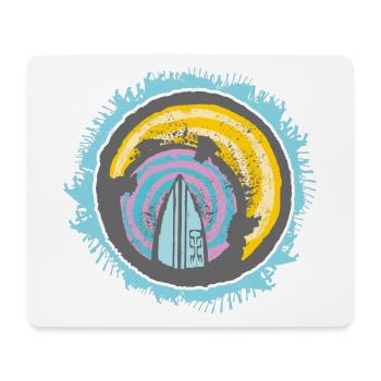 Abstraktes Surfer Motiv auf Farbiger Kulisse - Mousepad (Querformat) - Weiß - Vorne