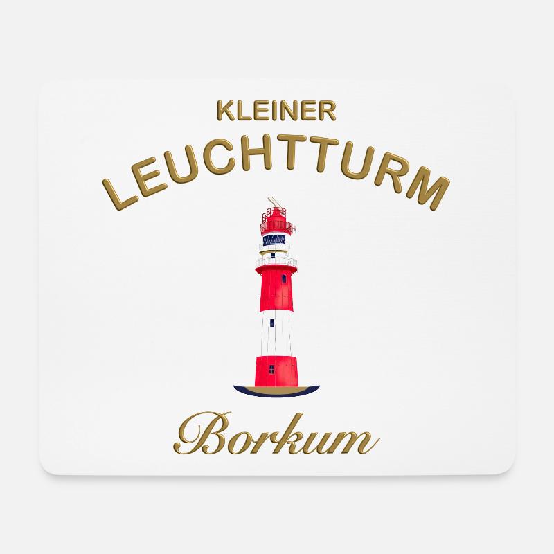 Borkum Kleiner Leuchtturm, Wahrzeichen, goldfarben - Mousepad (Querformat) - Weiß