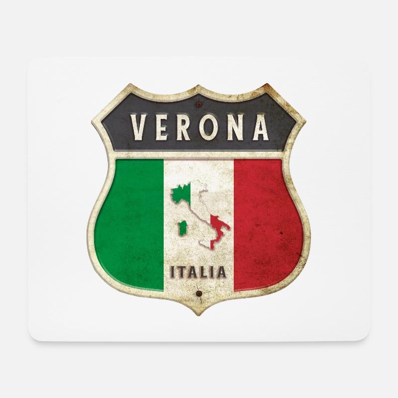 Verona Italien Wappen Flaggen Design - Mousepad (Querformat) - Weiß