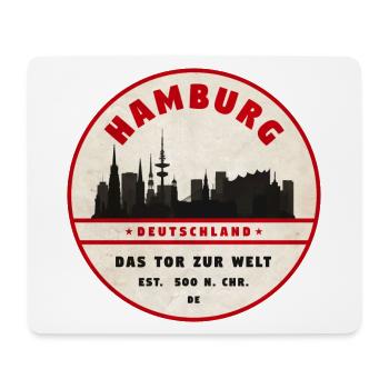 Hamburg Skyline Vintage Badge - Mouse Pad (horizontal) - white - Front