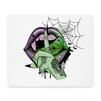 Lèvres de vampire vert - Tapis de souris (format paysage) - blanc - Devant