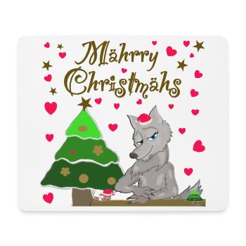 Kultiger Wolf hat Weihnachten Schaf unterm Baum - Mousepad (Querformat) - Weiß - Vorne
