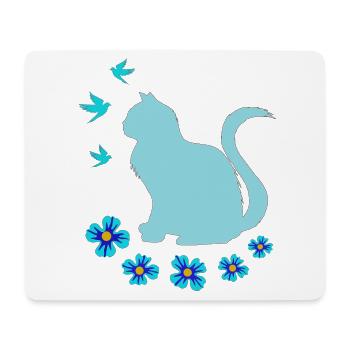sitzende katze, Frühlings Motiv - Mousepad (Querformat) - Weiß - Vorne