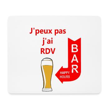j'peux pas j'ai rdv au bar - Tapis de souris (format paysage) - blanc - Devant