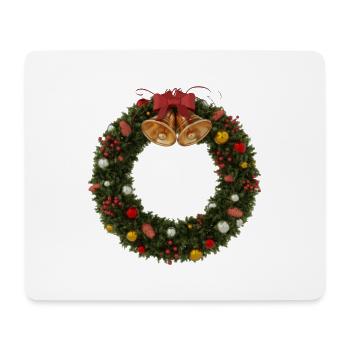 Weihnachtskranz mit Glocken und Schleife - Mousepad (Querformat) - Weiß - Vorne