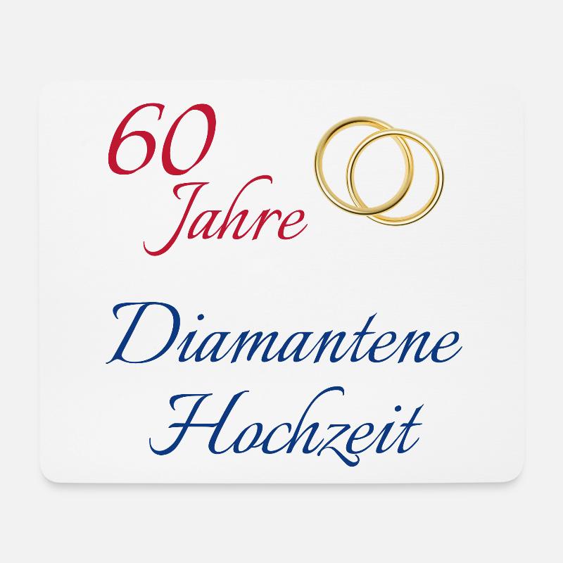 60 Jahre Diamantene Hochzeit Text rot blau gold - Mousepad (Querformat) - Weiß