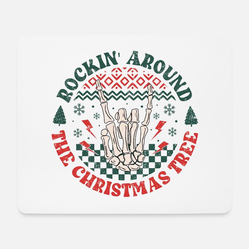 Pommesgabel Ugly Christmas Heavy Metal XMAS Rocker - Mousepad (Querformat) - Weiß