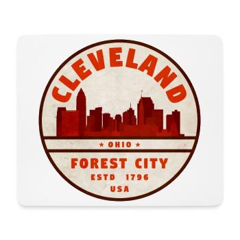 Cleveland Skyline Vintage Badge - Mouse Pad (horizontal) - white - Front