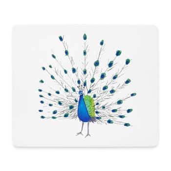 Pfauenfeder Kunst - Mousepad (Querformat) - Weiß - Vorne