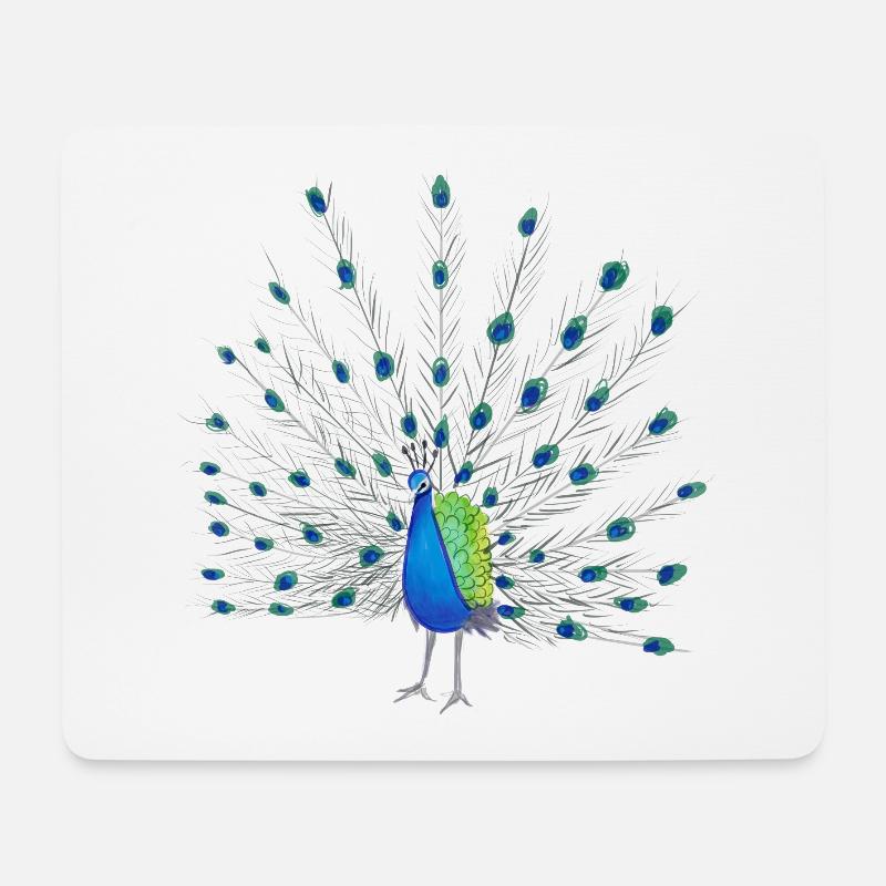 Art de la plume de paon - Tapis de souris (format paysage) - blanc