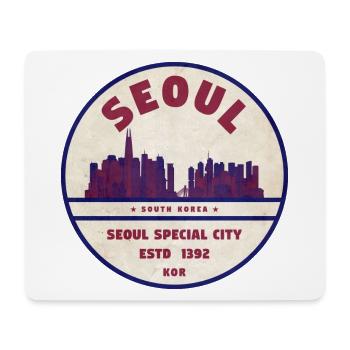 Seoul Skyline Vintage Badge - Mousepad (Querformat) - Weiß - Vorne