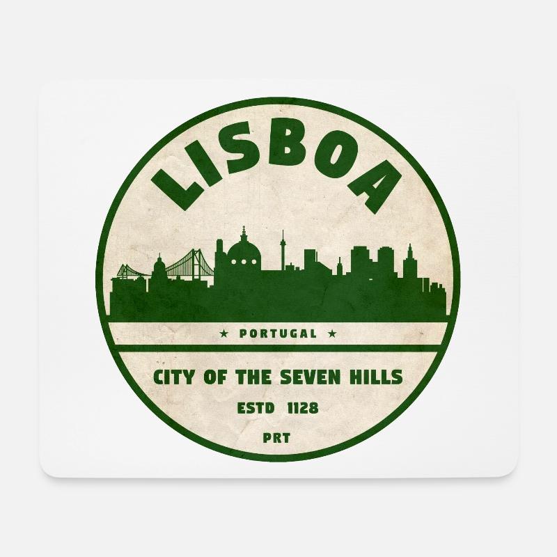 Lisboa Silhouette Stadtlogo - Mousepad (Querformat) - Weiß