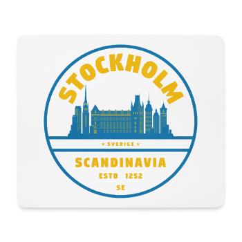 Insigne de la Skyline de Stockholm Bleu Jaune - Tapis de souris (format paysage) - blanc - Devant