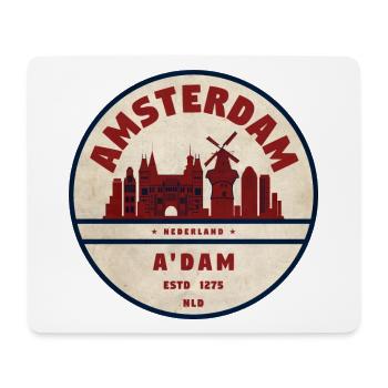 Amsterdam Skyline Vintage Abzeichen - Mousepad (Querformat) - Weiß - Vorne