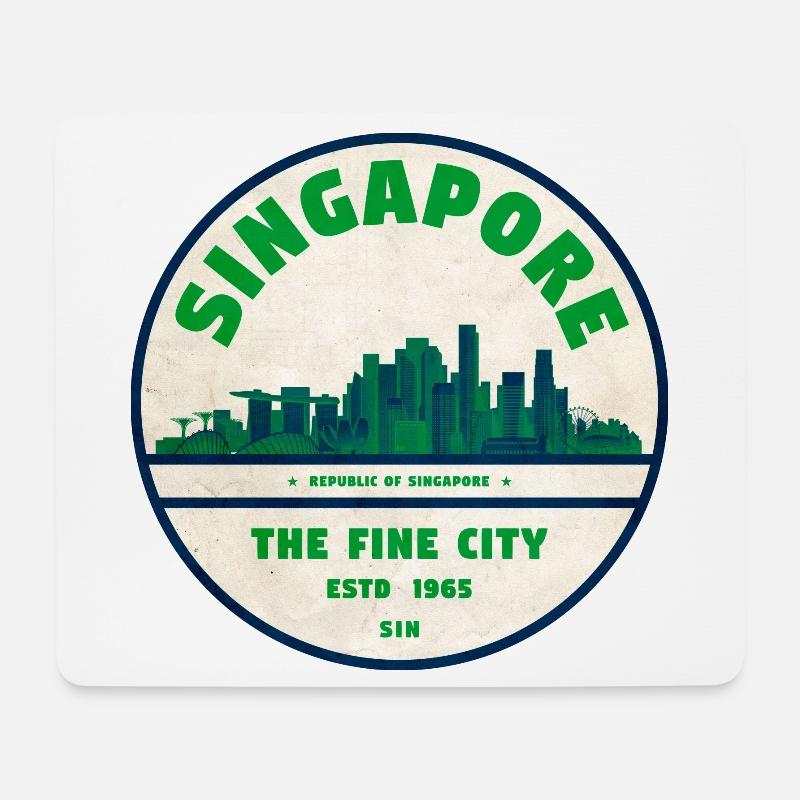Vintage Singapore Skyline Emblem - Mousepad (Querformat) - Weiß