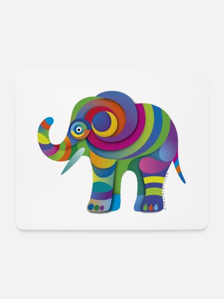Kleiner Farbenelefant - Mousepad (Querformat) - Weiß
