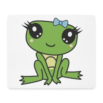 Kawaii Cute Miss Frog - Mouse Pad (horizontal) - white - Front