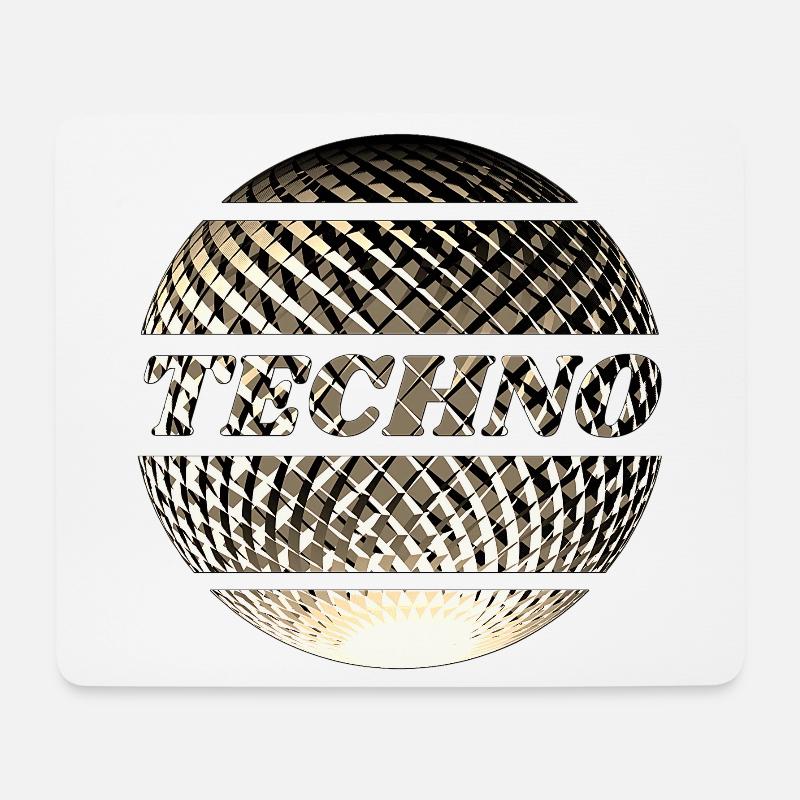 Techno disco ball gold - Mouse Pad (horizontal) - white