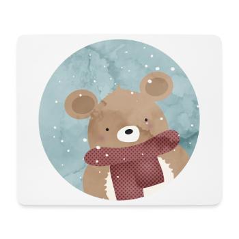 zuckersüßer goldiger Bär im Winter wenn es schneit - Mousepad (Querformat) - Weiß - Vorne