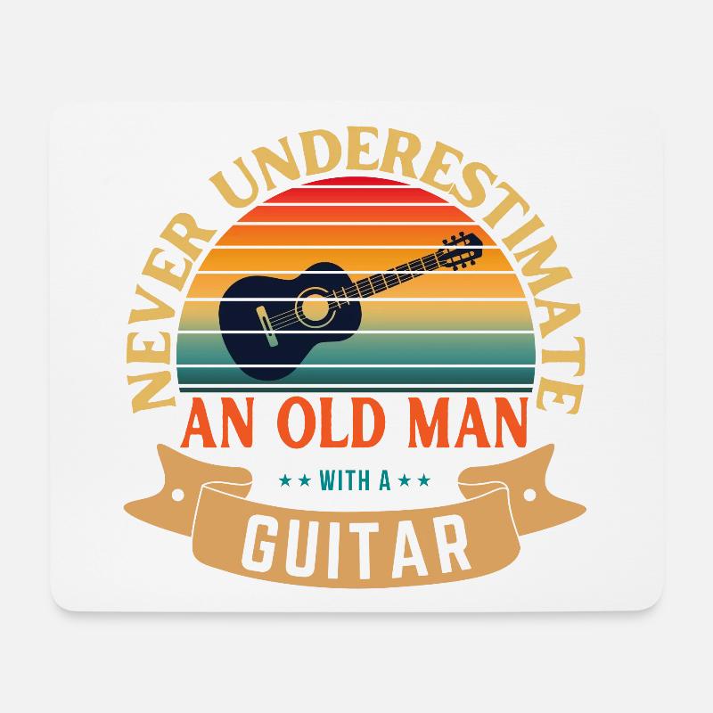 NEVER UNDERESTIMATE AN OLD MAN WITH A GUITAR - Mouse Pad (horizontal) - white