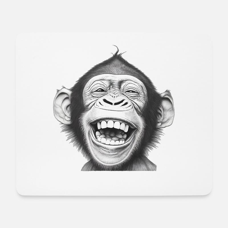 Laughing Monkey Black & White - Mouse Pad (horizontal) - white