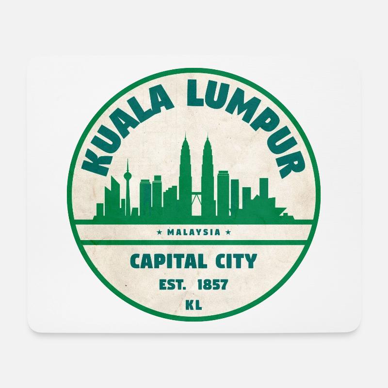 Kuala Lumpur Skyline Emblem - Mousepad (Querformat) - Weiß