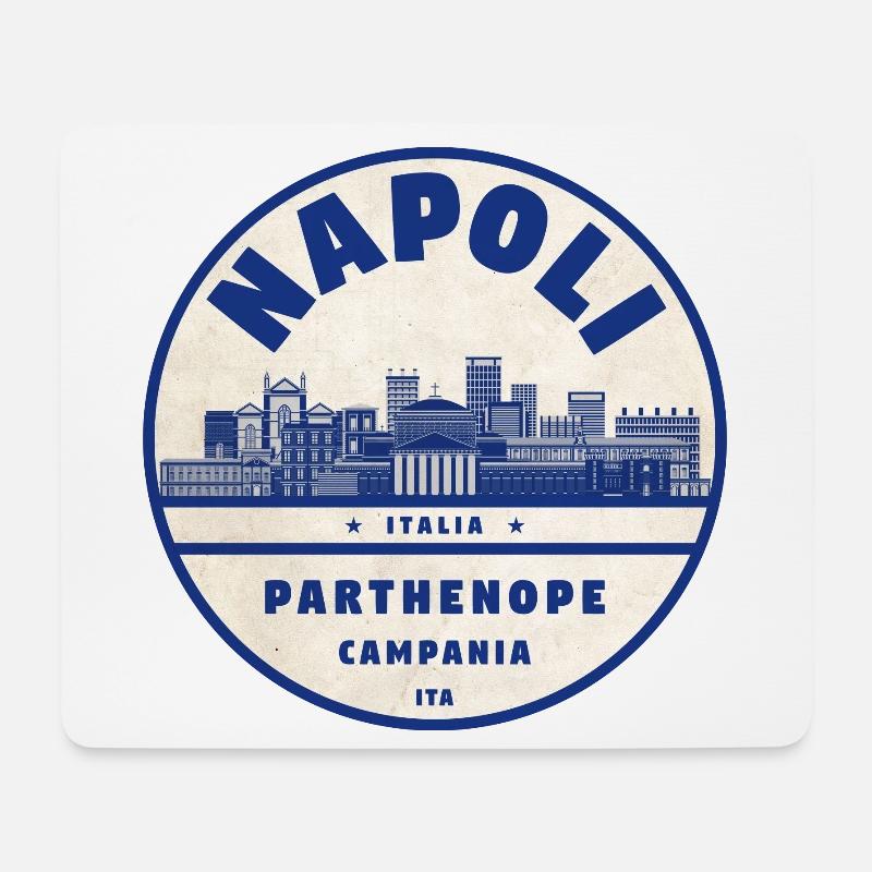 Napoli Skyline Vintage Abzeichen - Mousepad (Querformat) - Weiß