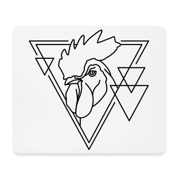 Hahn in geometrischer Form - Line-Art-Design - Mousepad (Querformat) - Weiß - Vorne