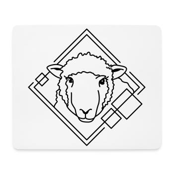 Schaf in geometrischer Form - Line-Art-Design - Mousepad (Querformat) - Weiß - Vorne