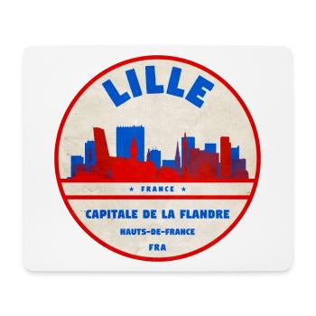 Lille Skyline Retro Abzeichen - Mousepad (Querformat) - Weiß - Vorne