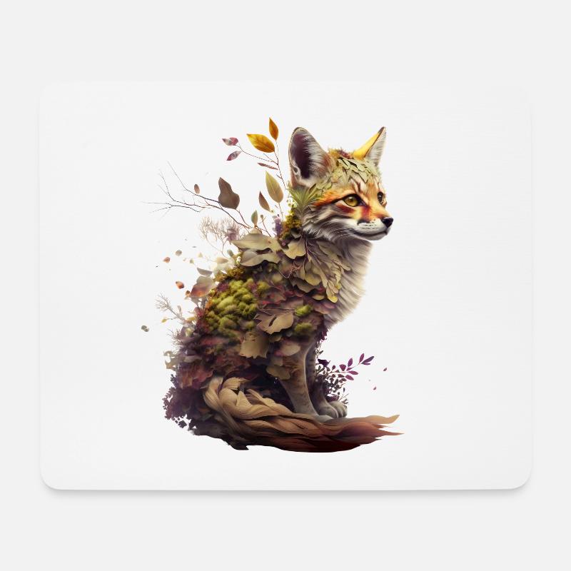 Fuchs mit Pflanzen auf dem Rücken - Mousepad (Querformat) - Weiß