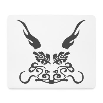 chinesisch fantasy design, Drachengesicht schnörke - Mousepad (Querformat) - Weiß - Vorne