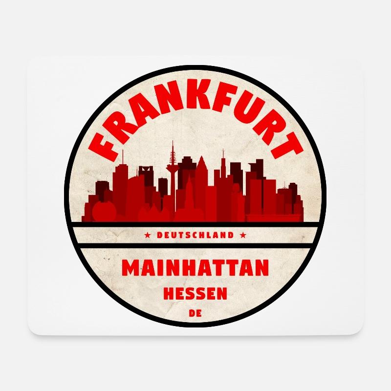 Mainhattan Skyline Frankfurt Rot - Mousepad (Querformat) - Weiß