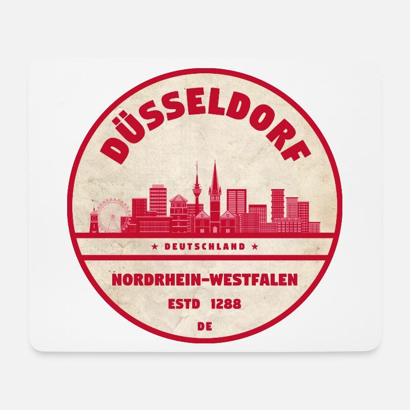 Düsseldorfer Skyline Retro-Stempel - Mousepad (Querformat) - Weiß